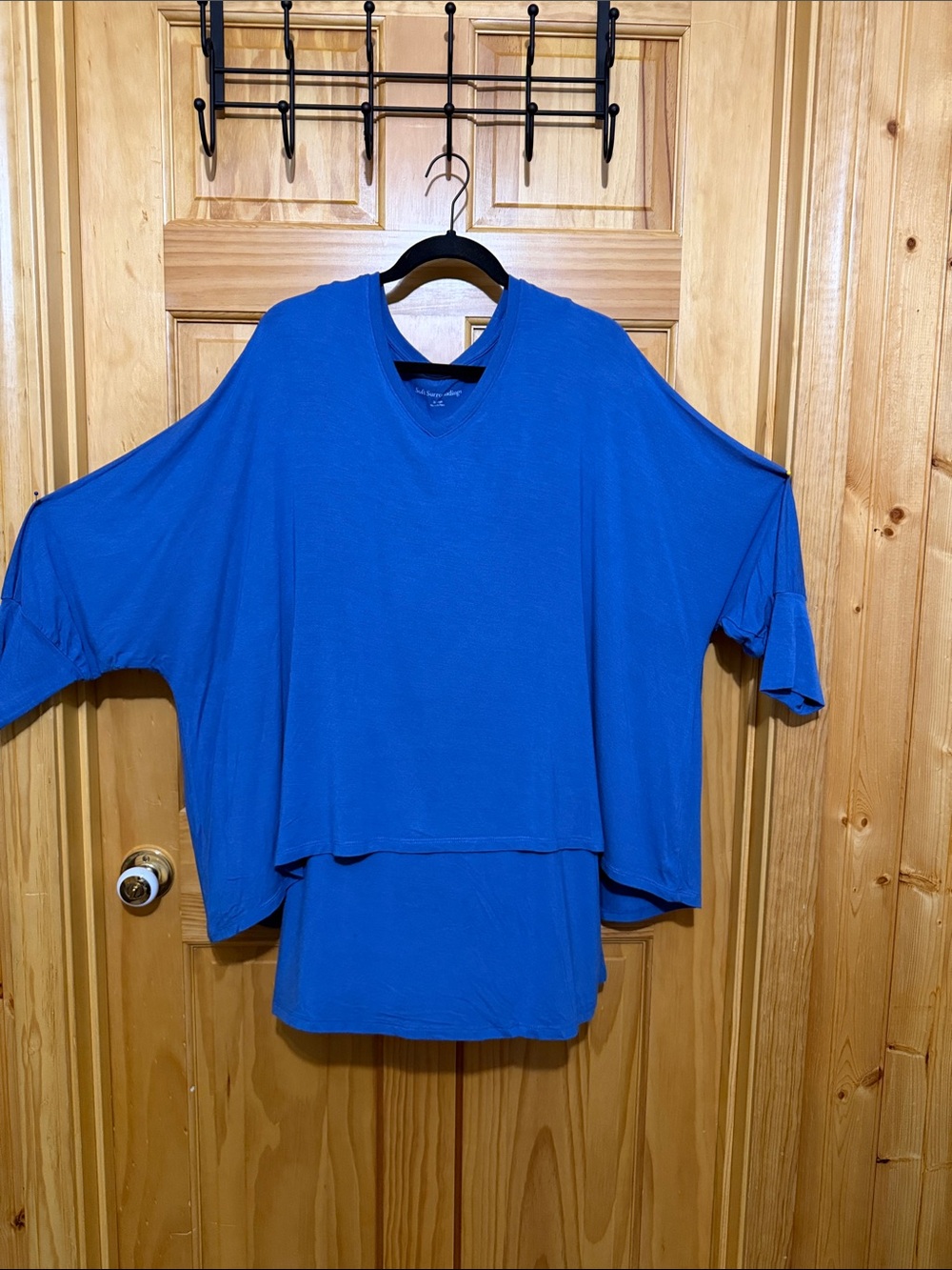 Soft Surroundings Royal Blue Layered V-Neck Tunic, Size XL.